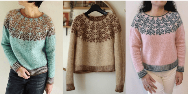 [Teti Lutsak, Вяжи.ру] Пуловер с круглой жаккардовой кокеткой Roots and Shoots (2024)