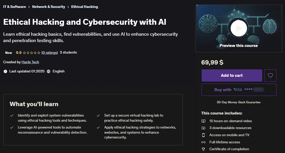 [Udemy] Этический взлом и кибербезопасность с помощью искусственного интеллекта (2025)