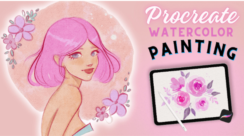[skillshare] Акварельная живопись Procreate: как рисовать персонажей, акварельные цветы, листья и многое другое! (2023)