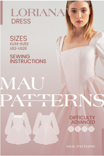 [Mau Patterns] MAU patterns Loriana dress sewing pattern. Размеры 34-52. Рост 162-169 (2023)