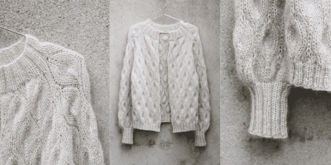 [Вяжи.ру, Knitting for olive] Кардиган узором листья, вязанный спицами сверху Olive (2025)