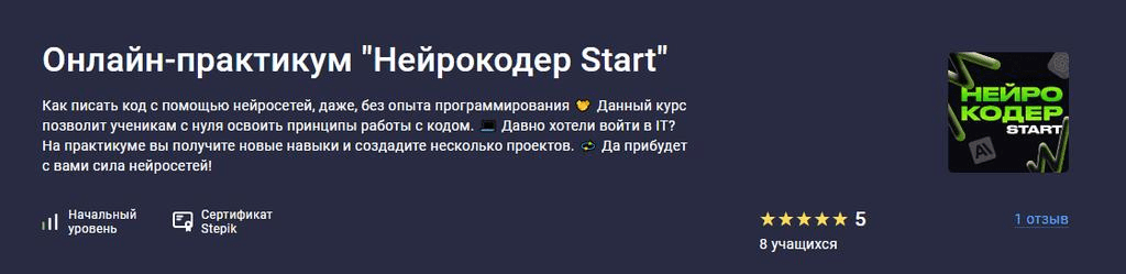 [Stepik] Нейрокодер Start (2024)