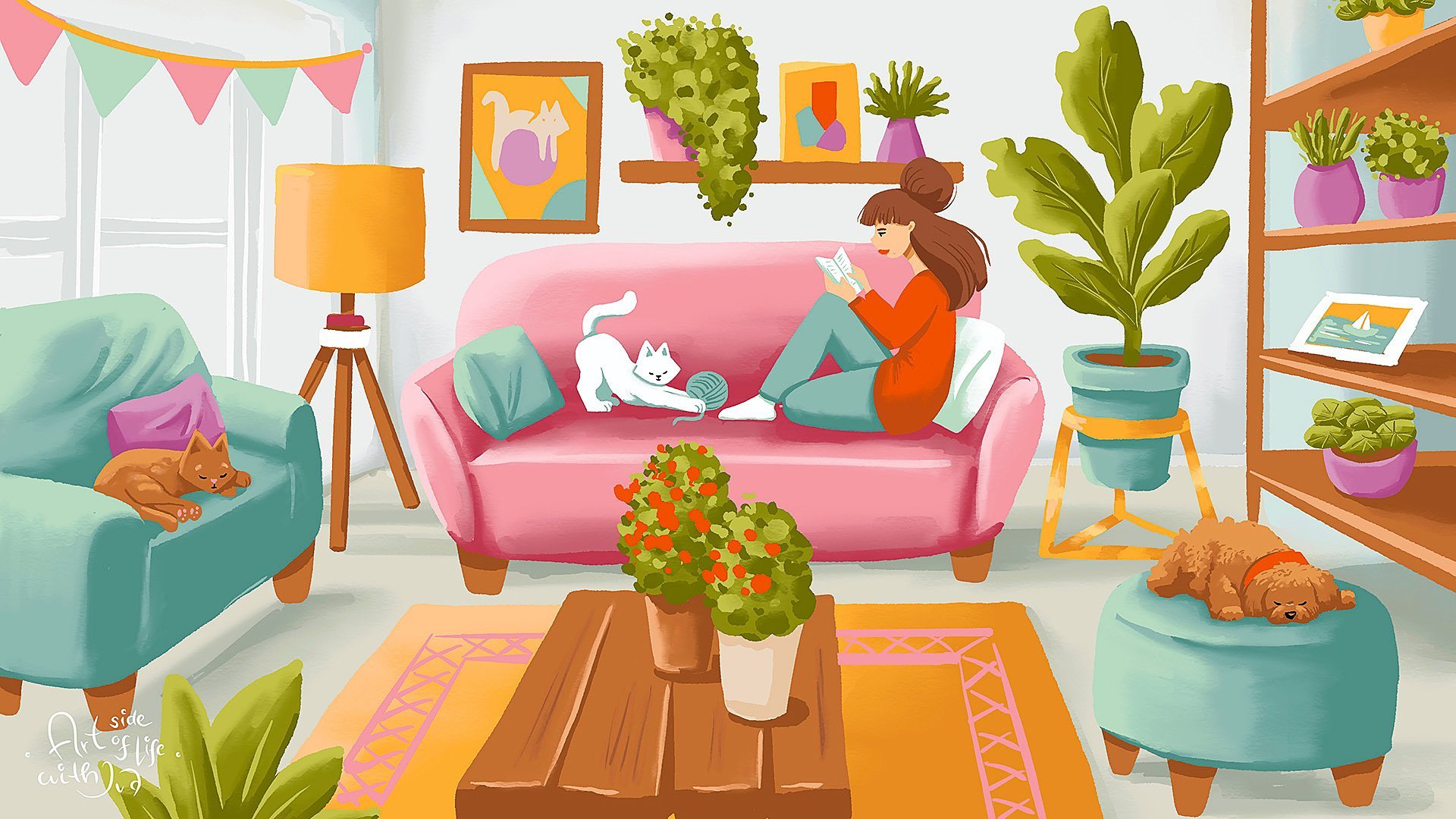 [skillshare] Рисование красочной сцены комнаты в Procreate: практическая перспектива и композиция (2023)