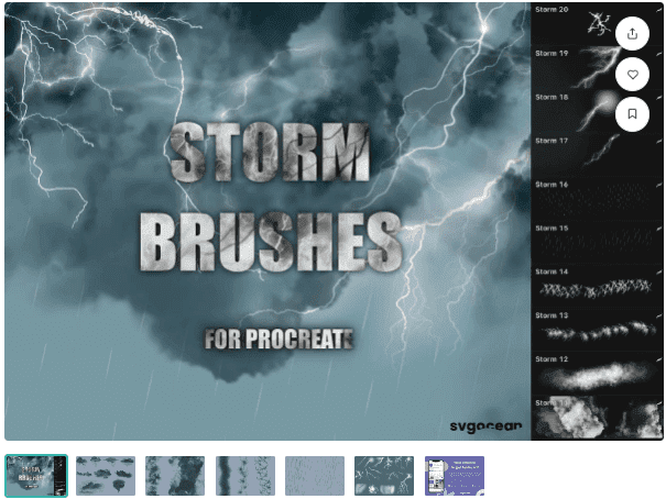 [creativemarket] Storm and Lightning Procreate Brushes (2022)