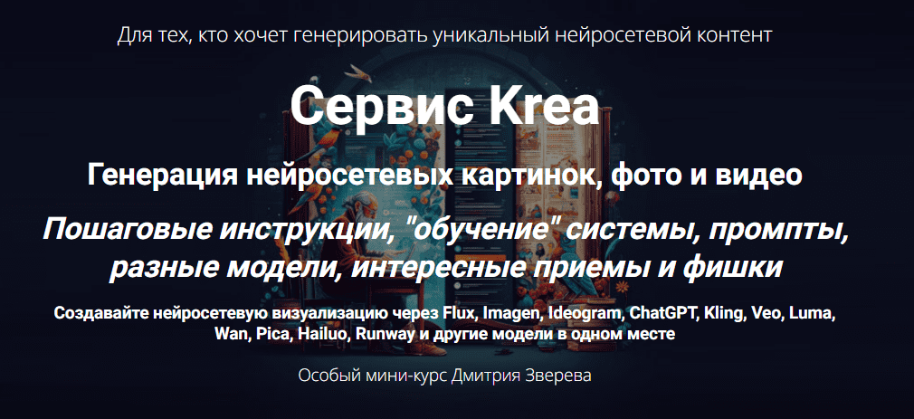 [Дмитрий Зверев] Сервис Krea. Генерация нейросетевых картинок, фото и видео (2025)