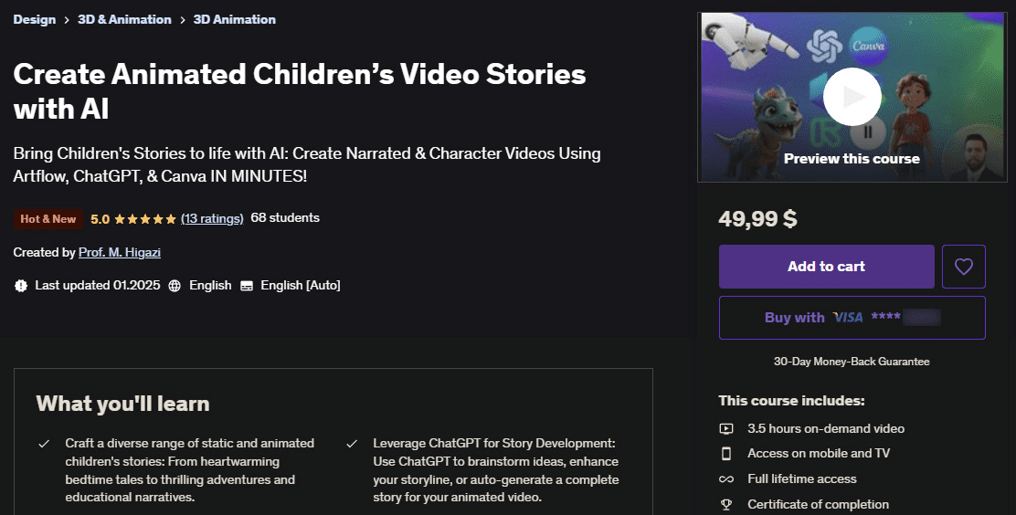 [Udemy] Создание анимированных детских видеоисторий с помощью искусственного интеллекта (2025)