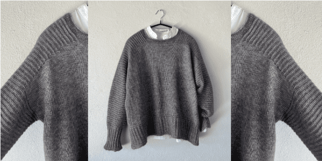 [Вяжи.ру, Lone Kjeldsen] Оверсайз пуловер с платочным узором на рукавах Rilling (2024)