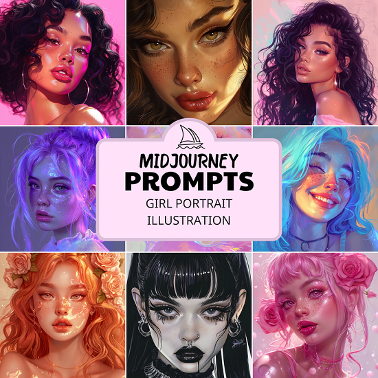 [CreativePromptsStore] Prompts for Aesthetic Girl Portrait. Пастельные кинематографические неоновые промпты девушек (2024)