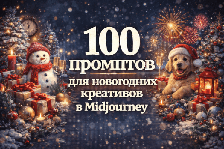 [Первый Цифровой] 100 промптов для новогодних креативов в Midjourney (2025)
