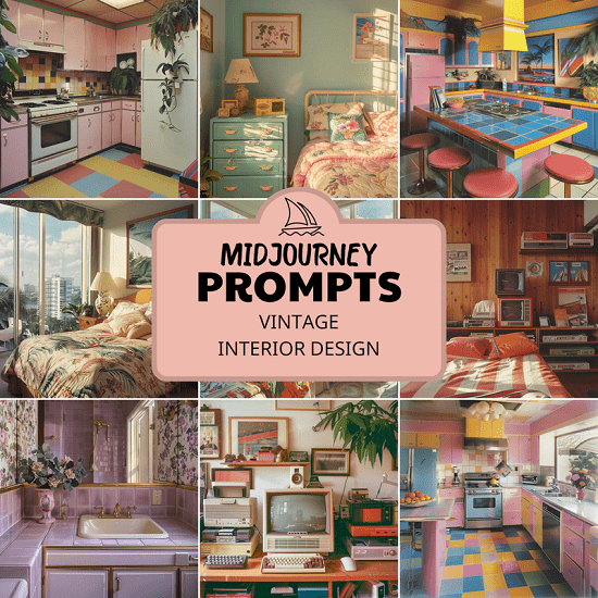 [CreativePromptsStore] Midjourney Prompts Vintage Interior Design. Промпты винтажных интерьеров в Миджорни (2024)