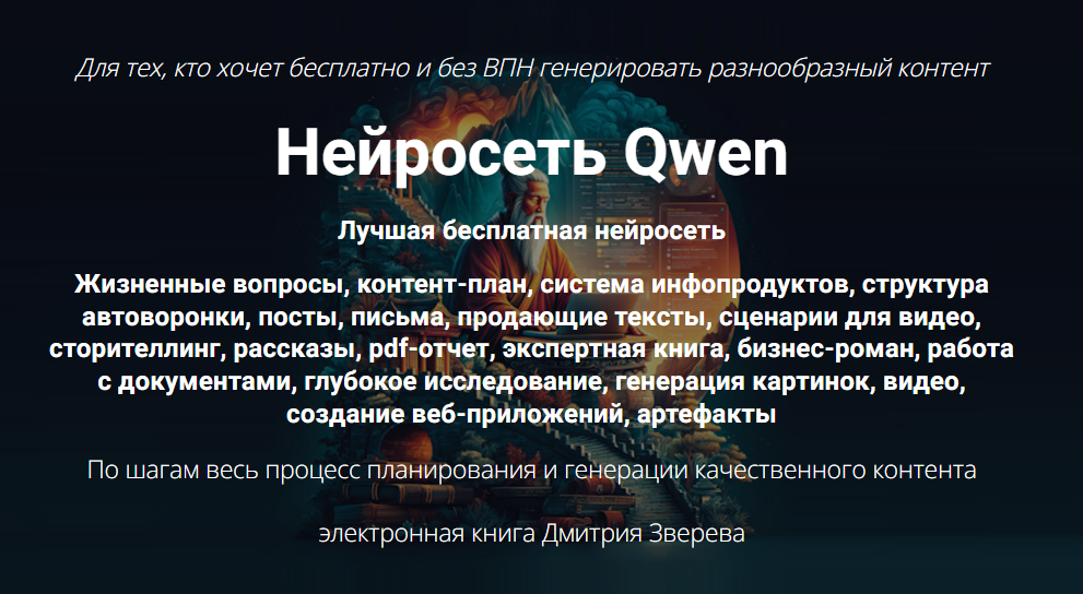 [Дмитрий Зверев] Нейросеть Qwen. Тариф Книга по нейросети Qwen (2025)