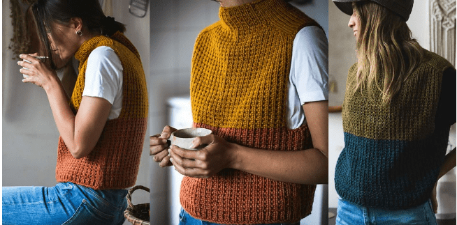 [Вяжи.ру, Габриелла Кальдерини] Жилет резинкой Timbo (2024)