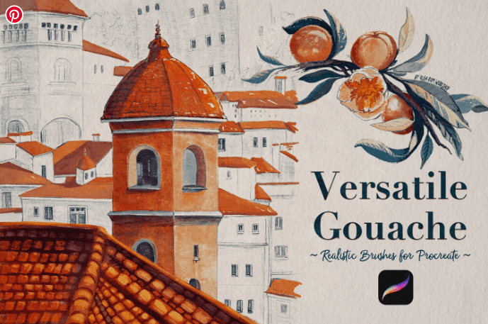 [Olga Rom] Гуашевые кисти для Procreate. Versatile Gouache Procreate Brushes (2024)
