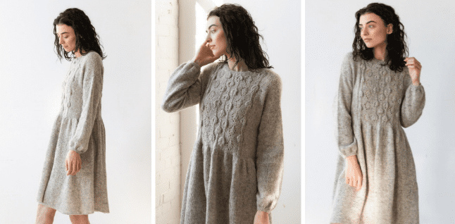 [Вяжи.ру] Платье с листьями спицами по кругу Sweetfern (2025)